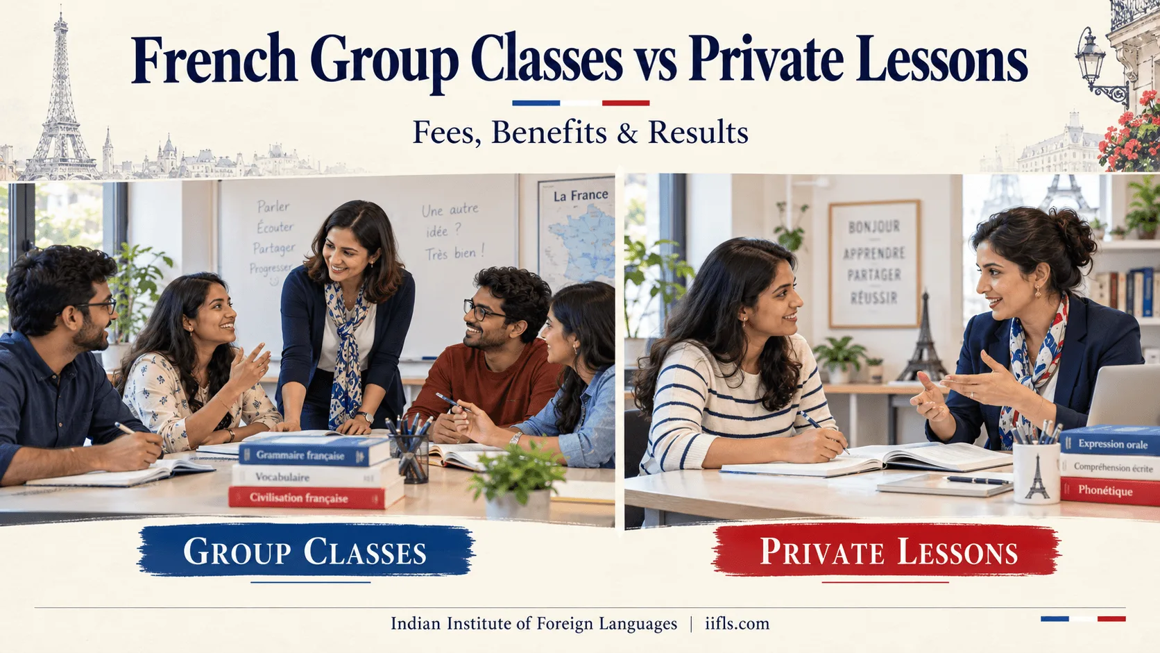 French Group Classes vs Private Lessons: Fees, Benefits and Results