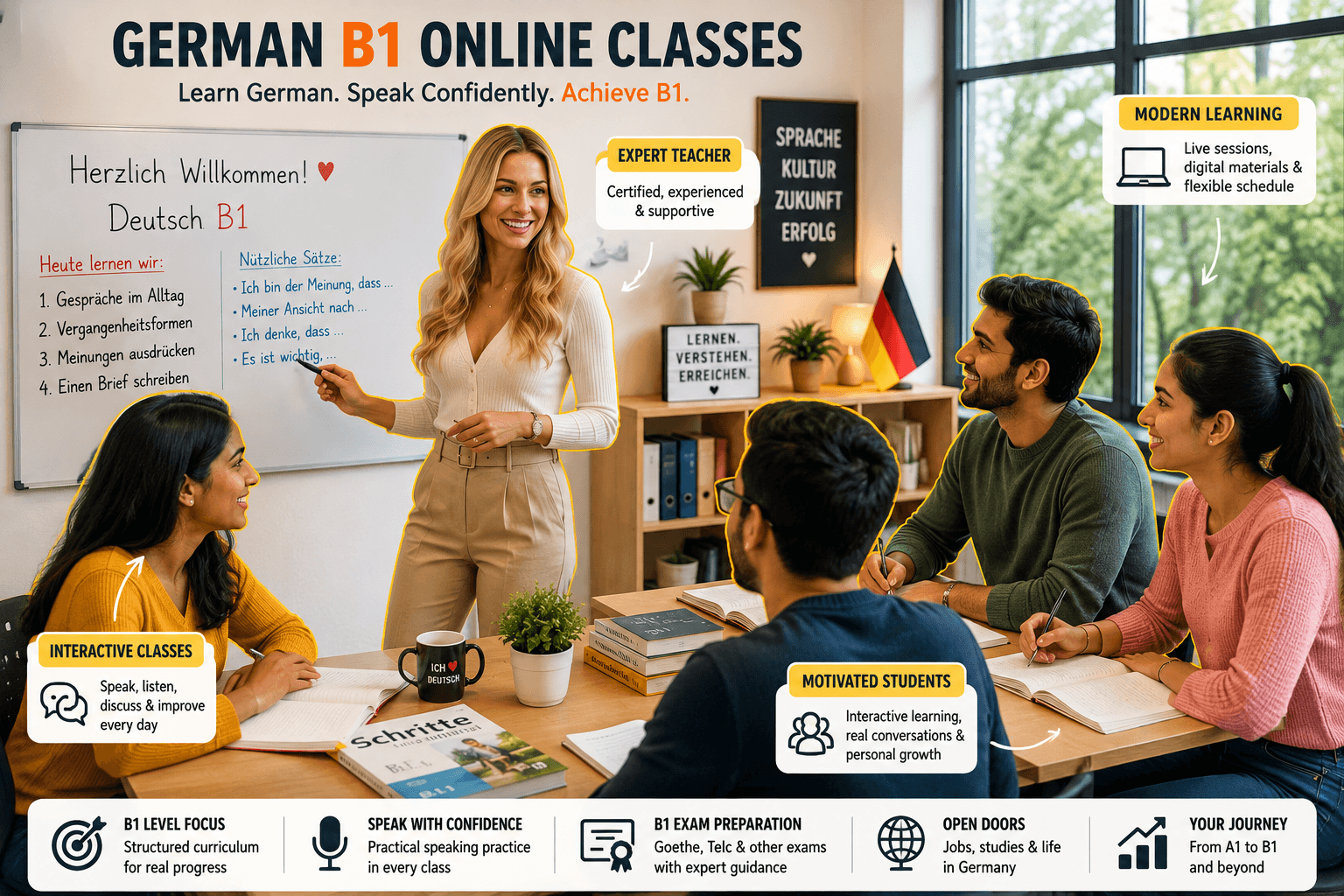 German B1 Online Classes: Courses, Exams, Jobs & Costs
