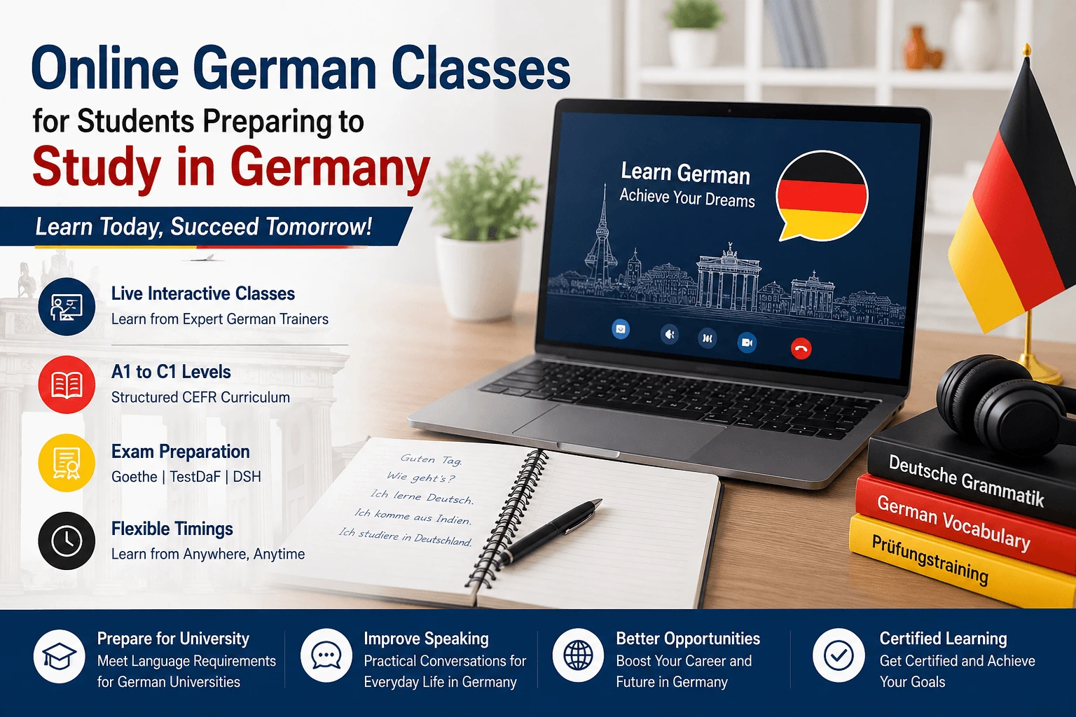 Online German Classes for Students Preparing to Study in Germany